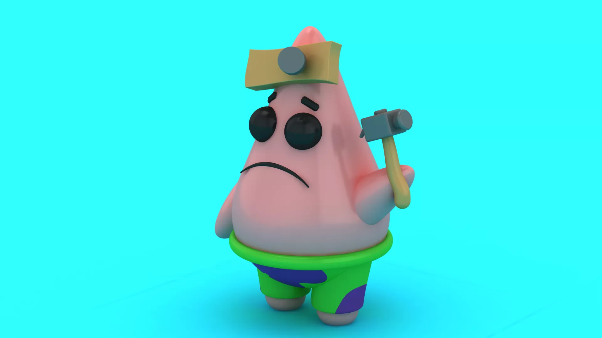 Cute 3D Cartoon Character Holding a Hammer 3D print model