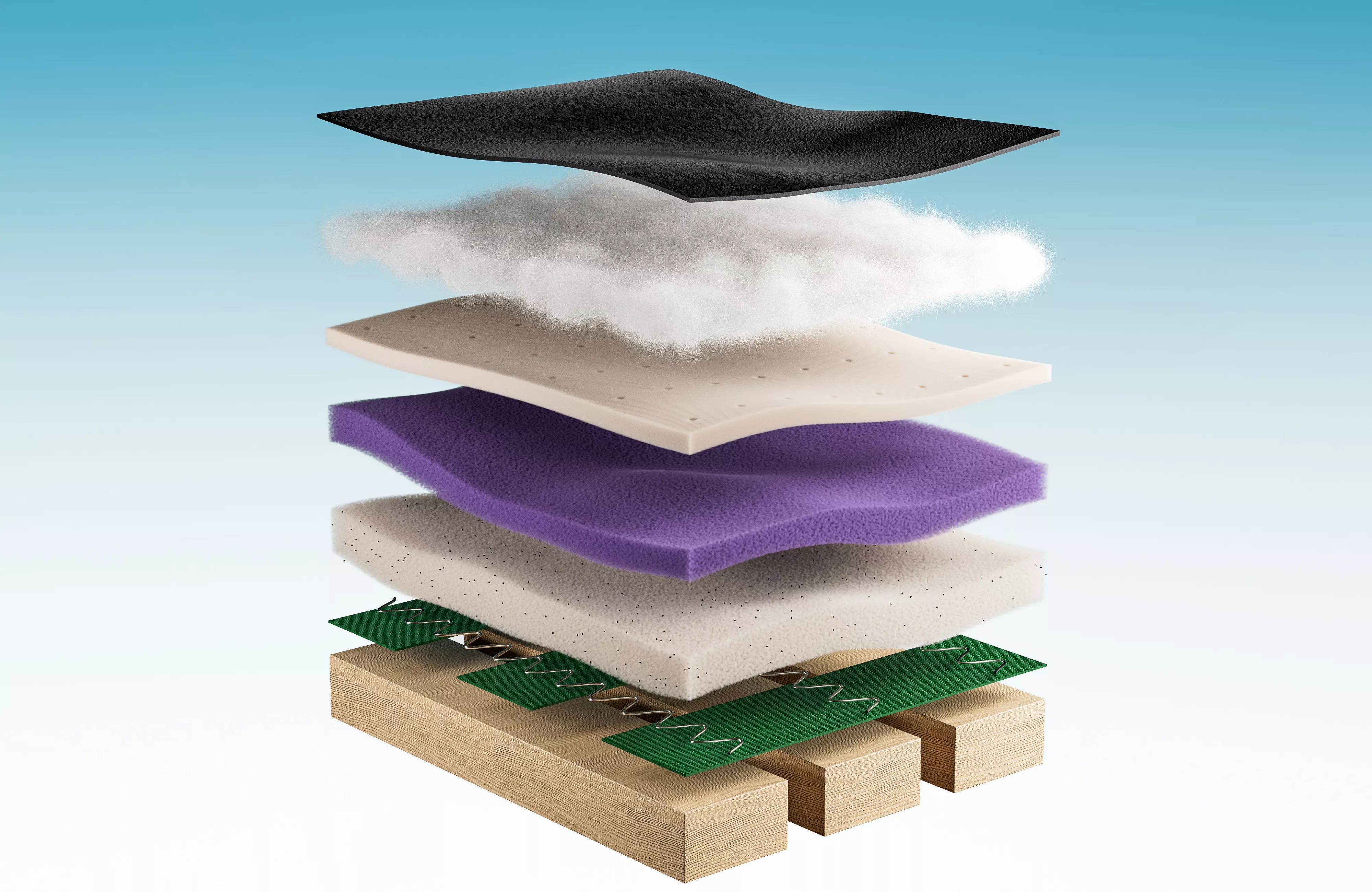 Mattress Multi Layer Internal Structure Exploded View 3D model