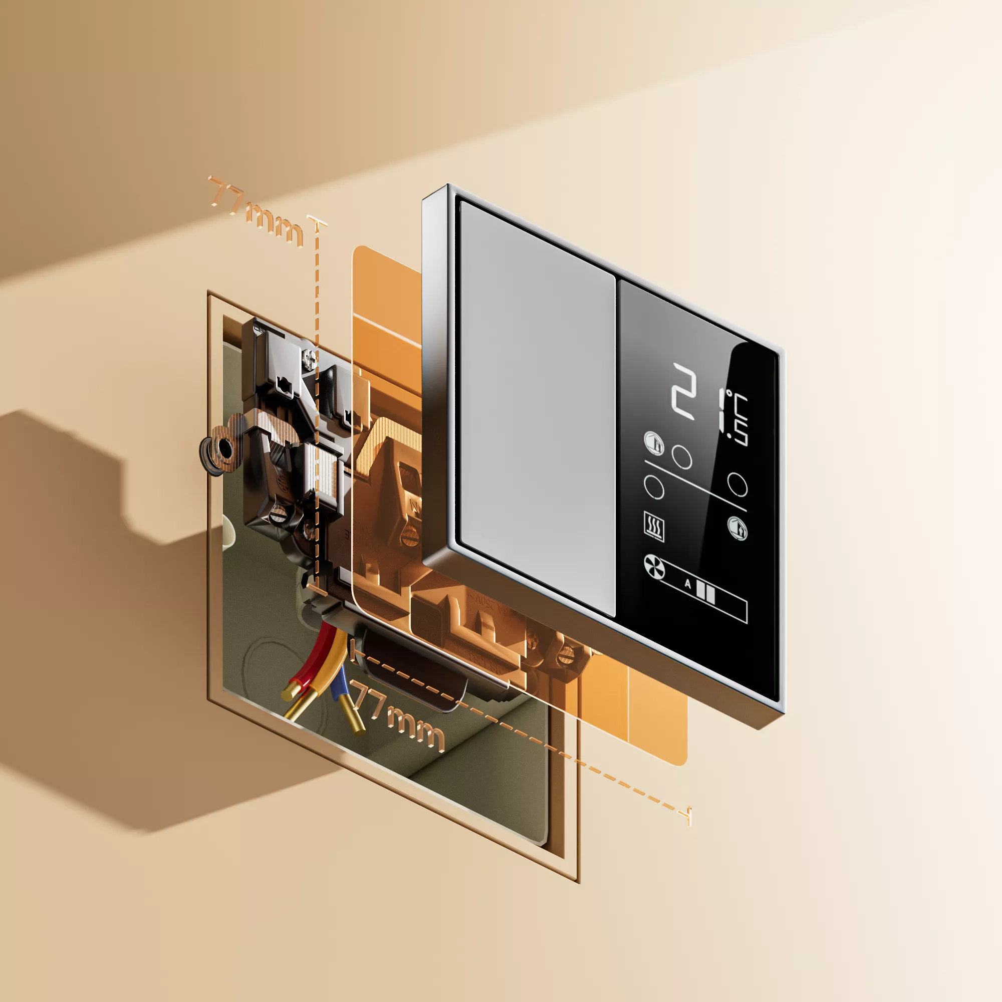 Smart Thermostat Wall Switch Exploded Structure 3D model