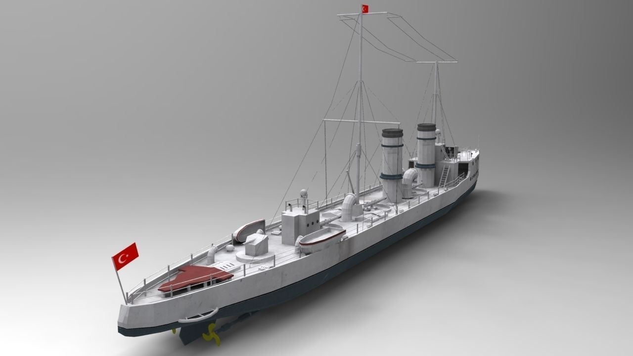 Milliye Battleship 3D Model MAX OBJ FBX MA MB