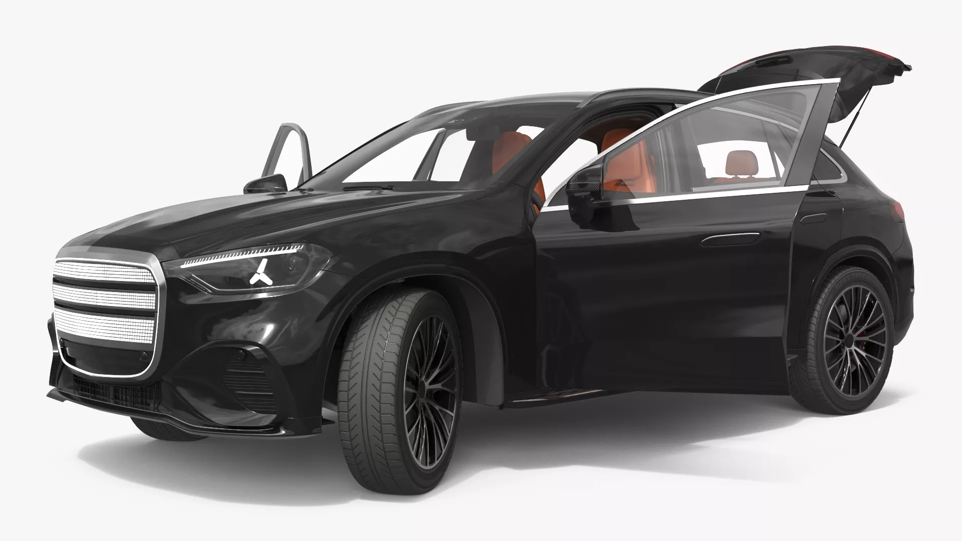 Modern Panoramic Roof Electric SUV Black Rigged for Cinema 4D 3D model
