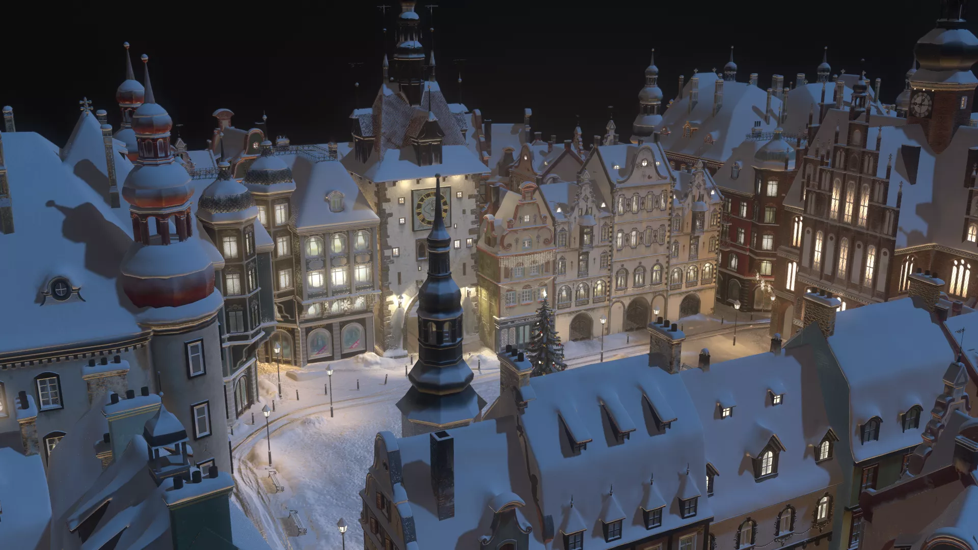 Town Square Christmas Low-poly 3D model
