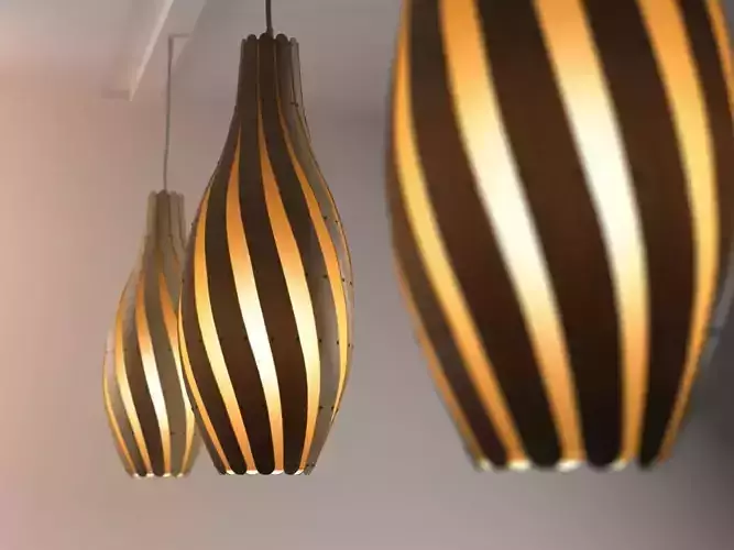 Swish striped pendant light 3D model