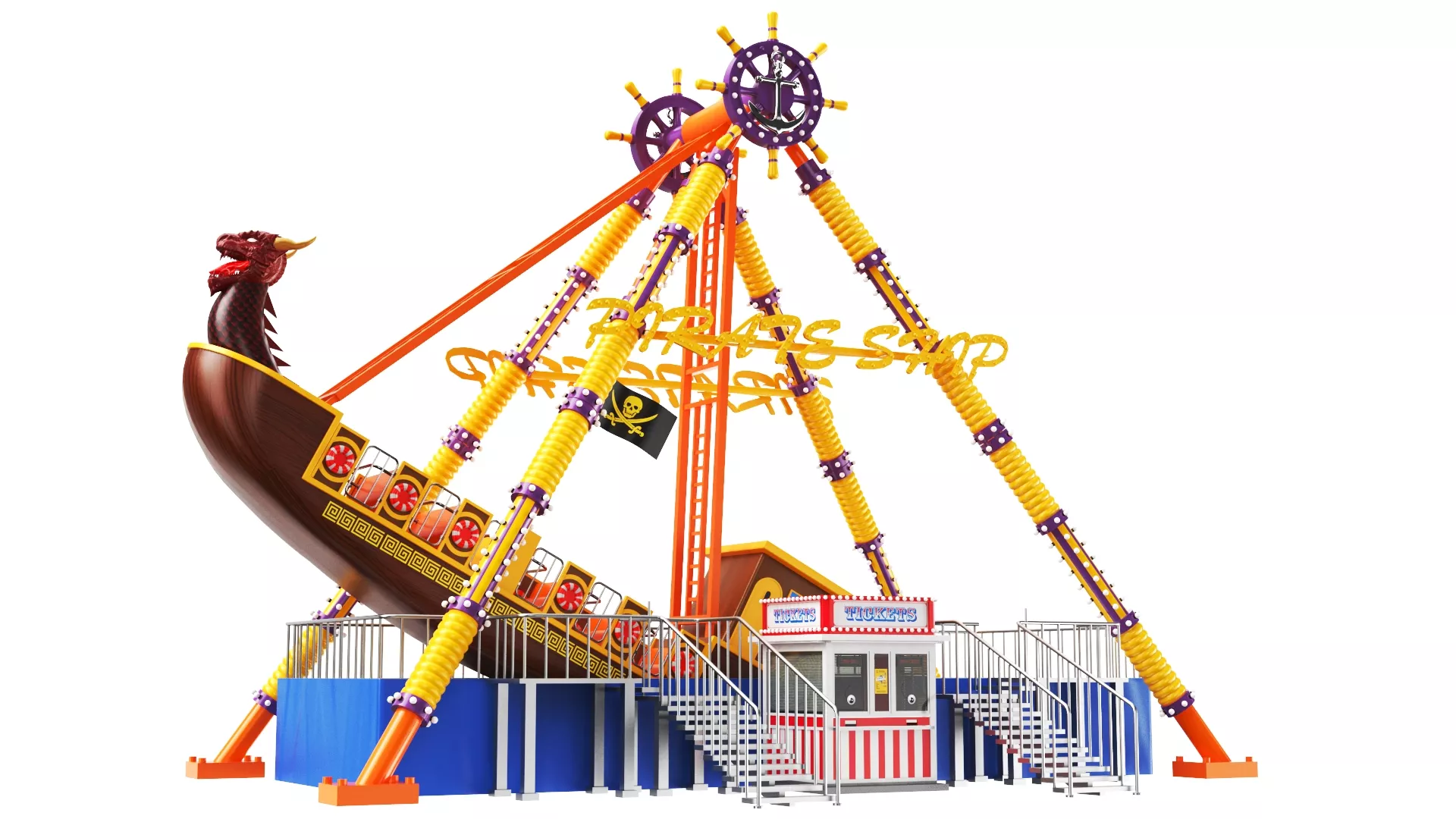 Amusement Park Pirate Ship Ride 3D model