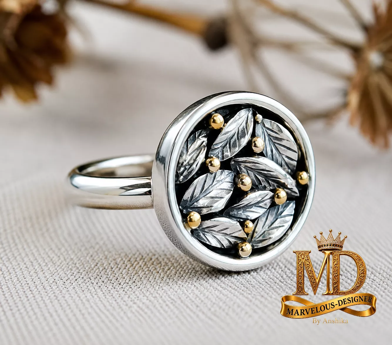 Natural Leaf Ring 3D print model