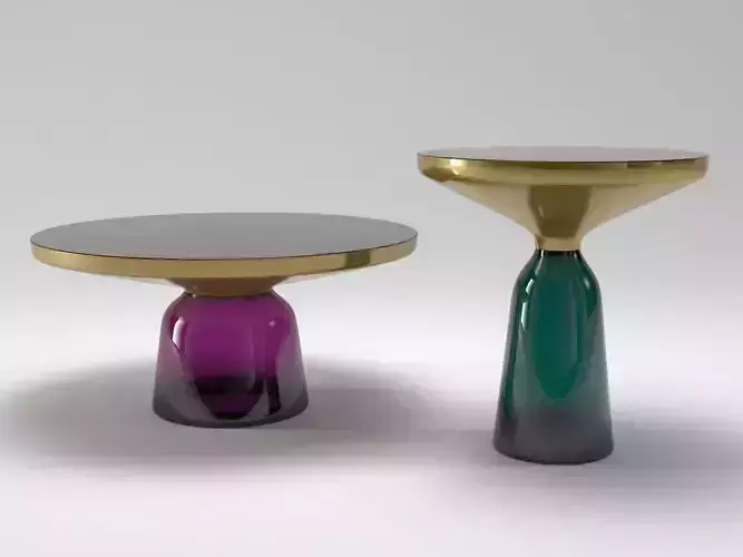 Bell two side tables with gold and glass tops