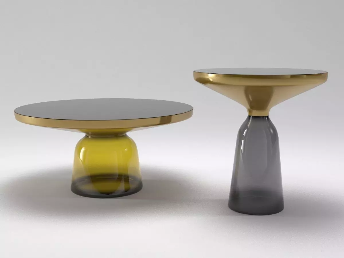 Bell two side tables with gold and glass tops 3D model_0
