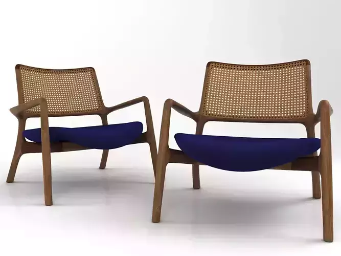 Mad lounge chair with fabric and wooden frame 3D model