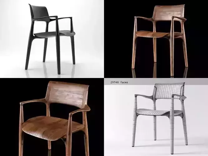 Easy modern walnut dining chair