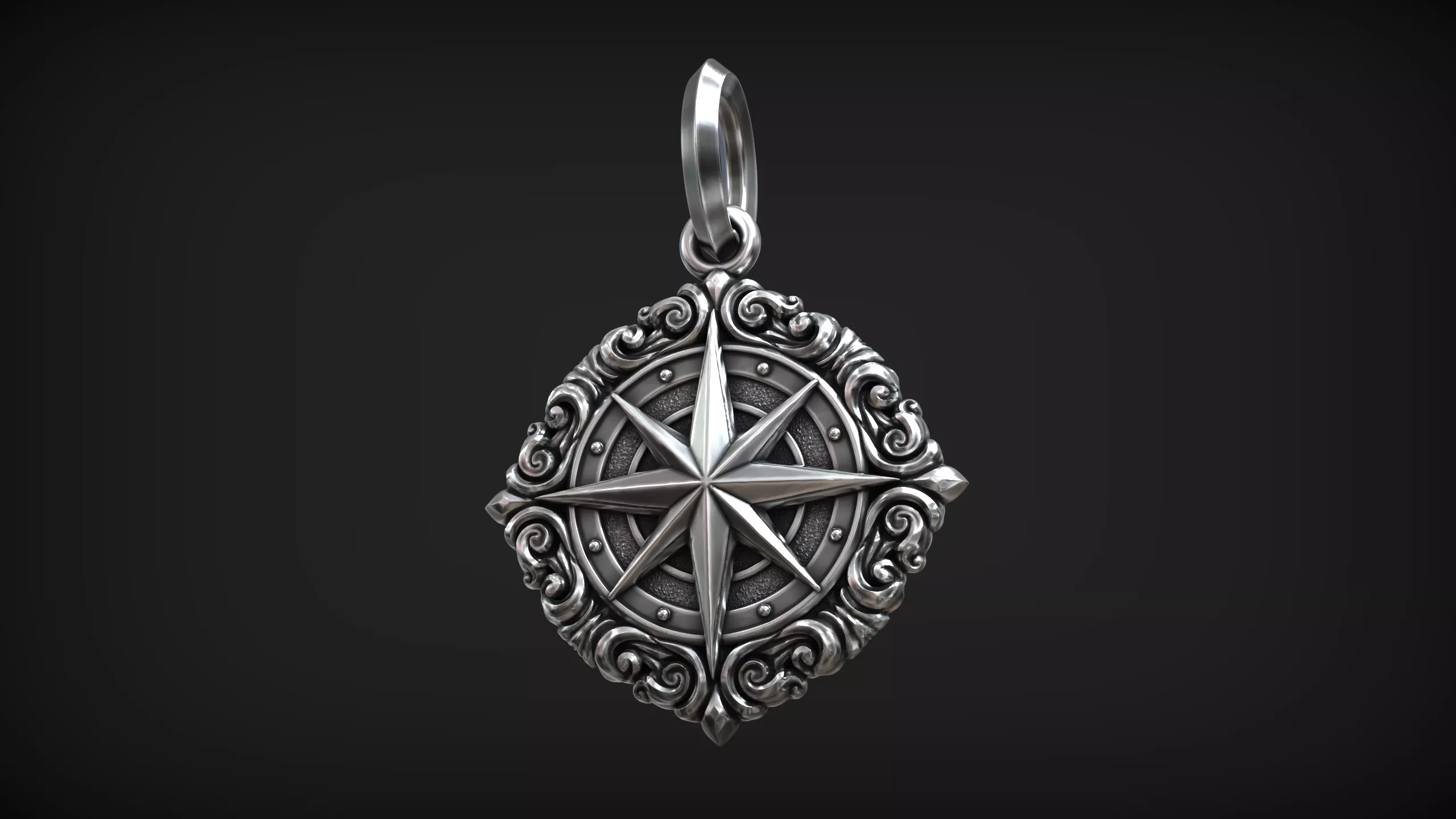 Compass Wind Rose Nautical Navigation Medallion Pendant 3D print model