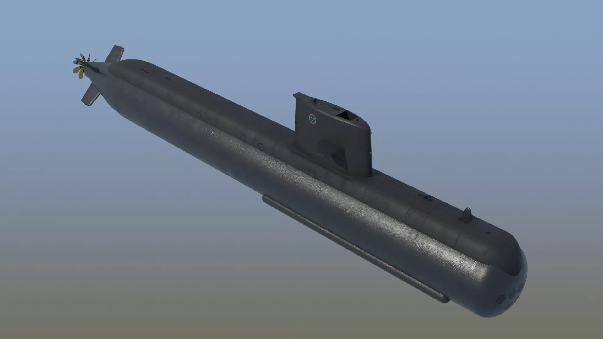 Gotland Class Submarine Swedish Navy Game Ready 3D model