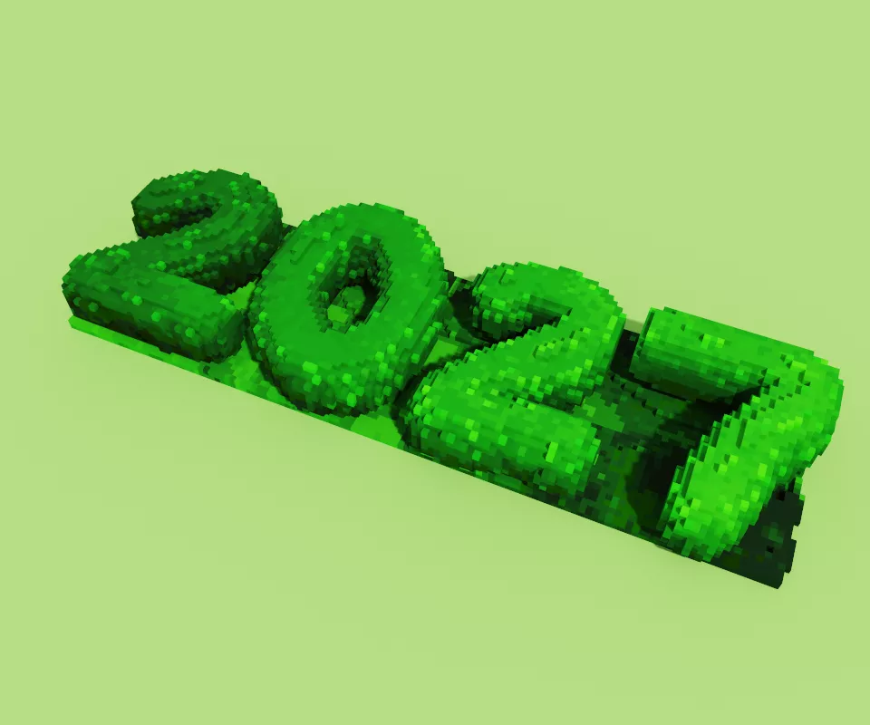 2027 Grass Green Hedge New Year Free 3D model
