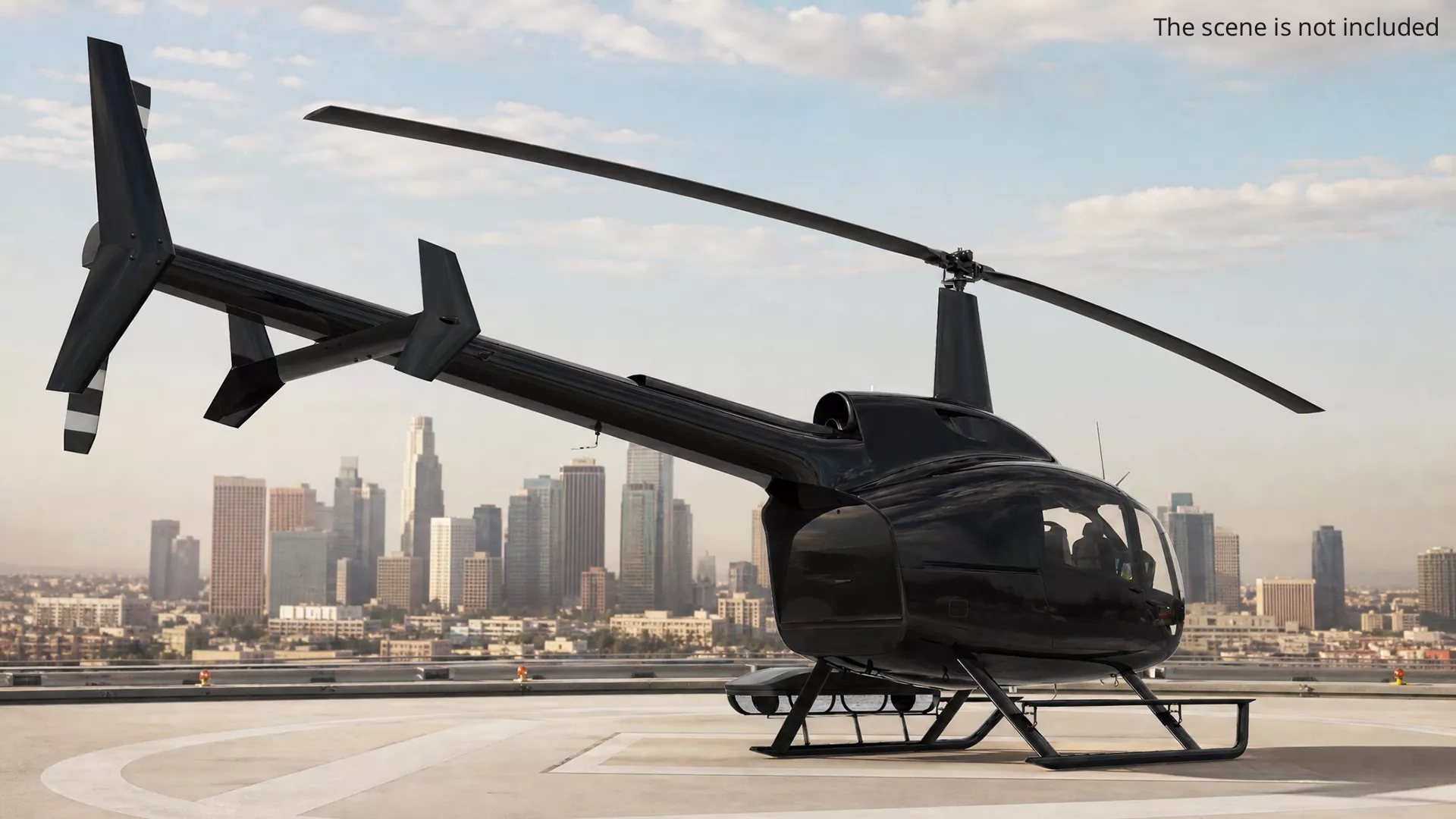 Modern Light Utility Helicopter Black Rigged for Cinema 4D 3D model