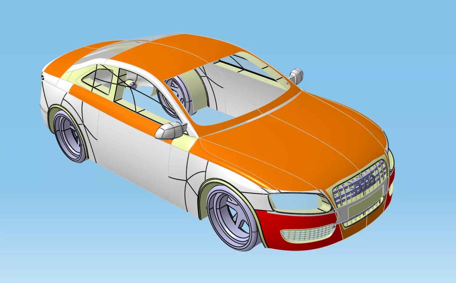 Car shell shape design Free low-poly 3D model