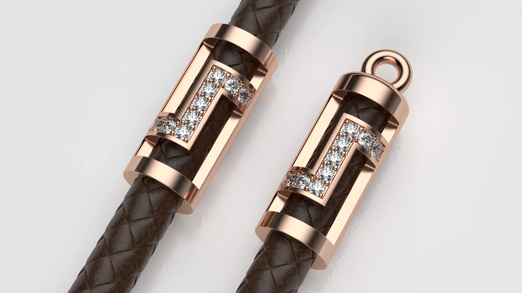 The bead on leather rope with gems 3D print model