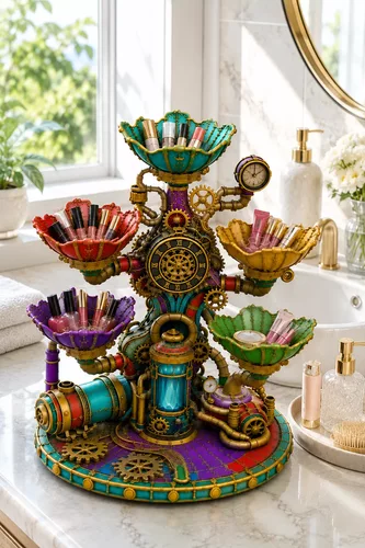 Steampunk Clockwork Bowl Organizer STL File for 3D Print