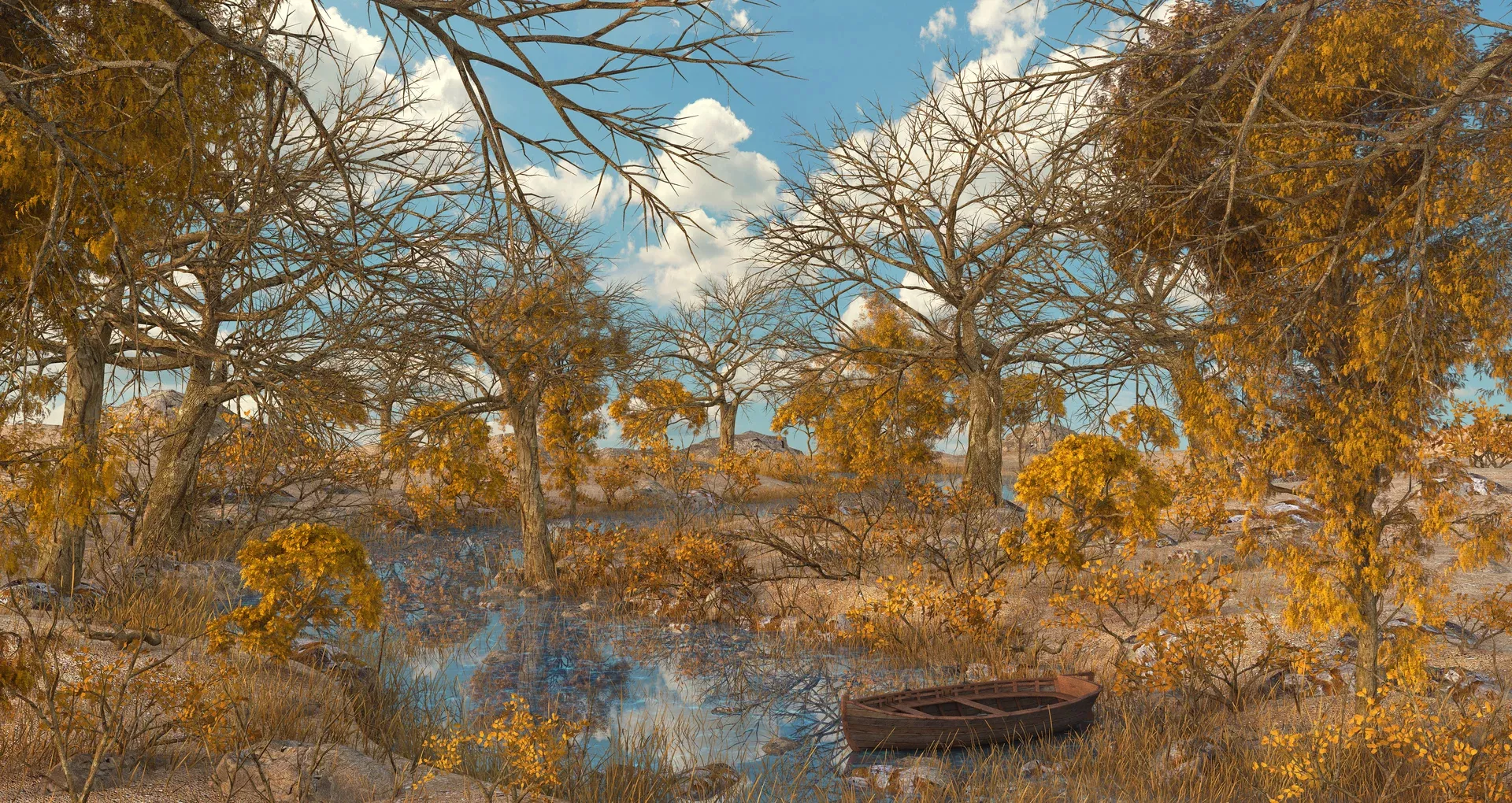 Autumn River Forest 3D model