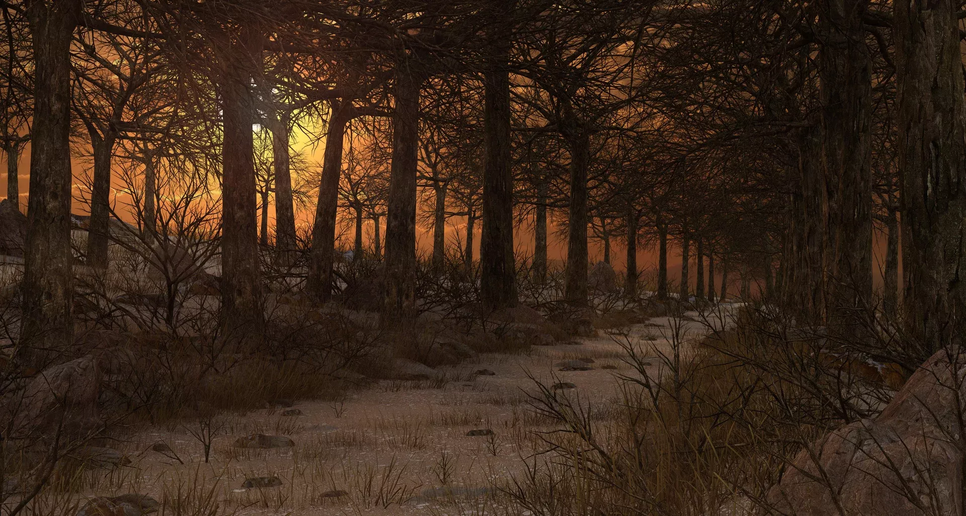 Sunset Path Forest 3D model