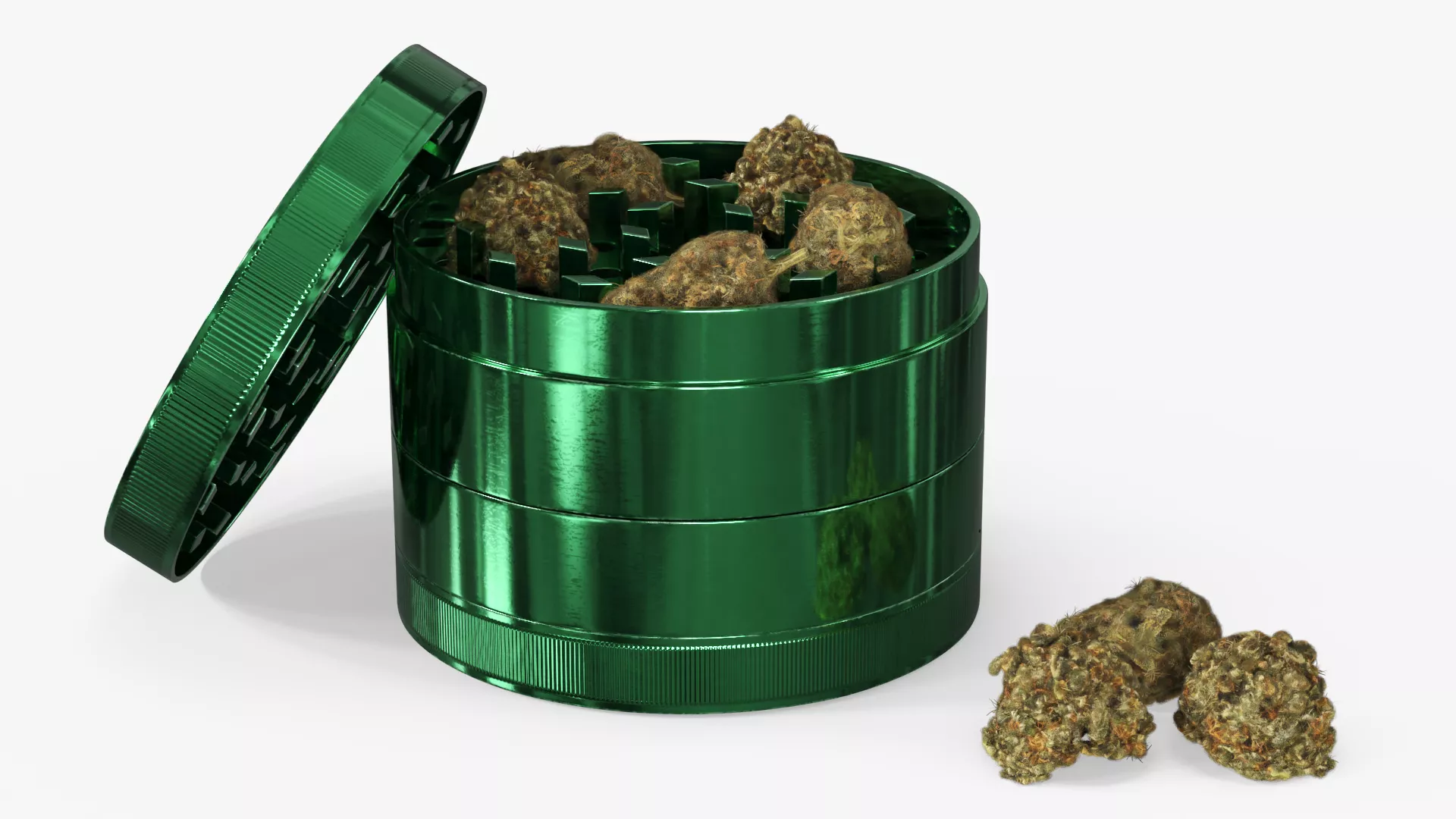 Herb Grinder with Cannabis Buds Fur 3D model