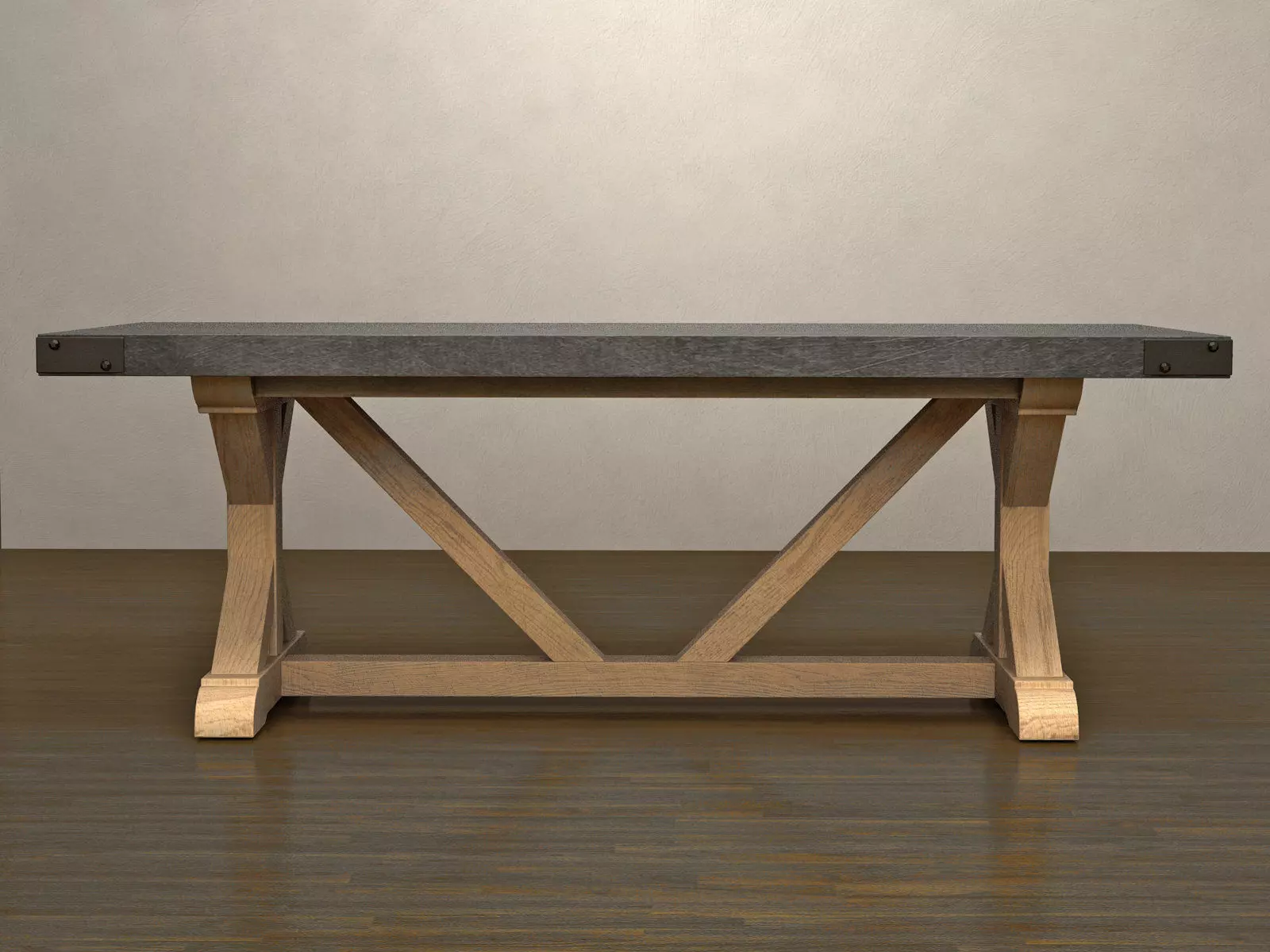 Salvaged Wood and Concrete X-Base 3D model_2