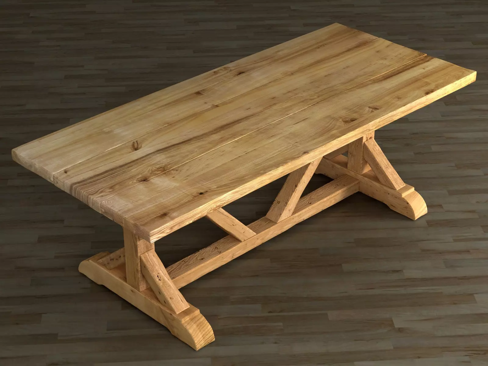 Salvaged Wood and Concrete X-Base 3D model_4