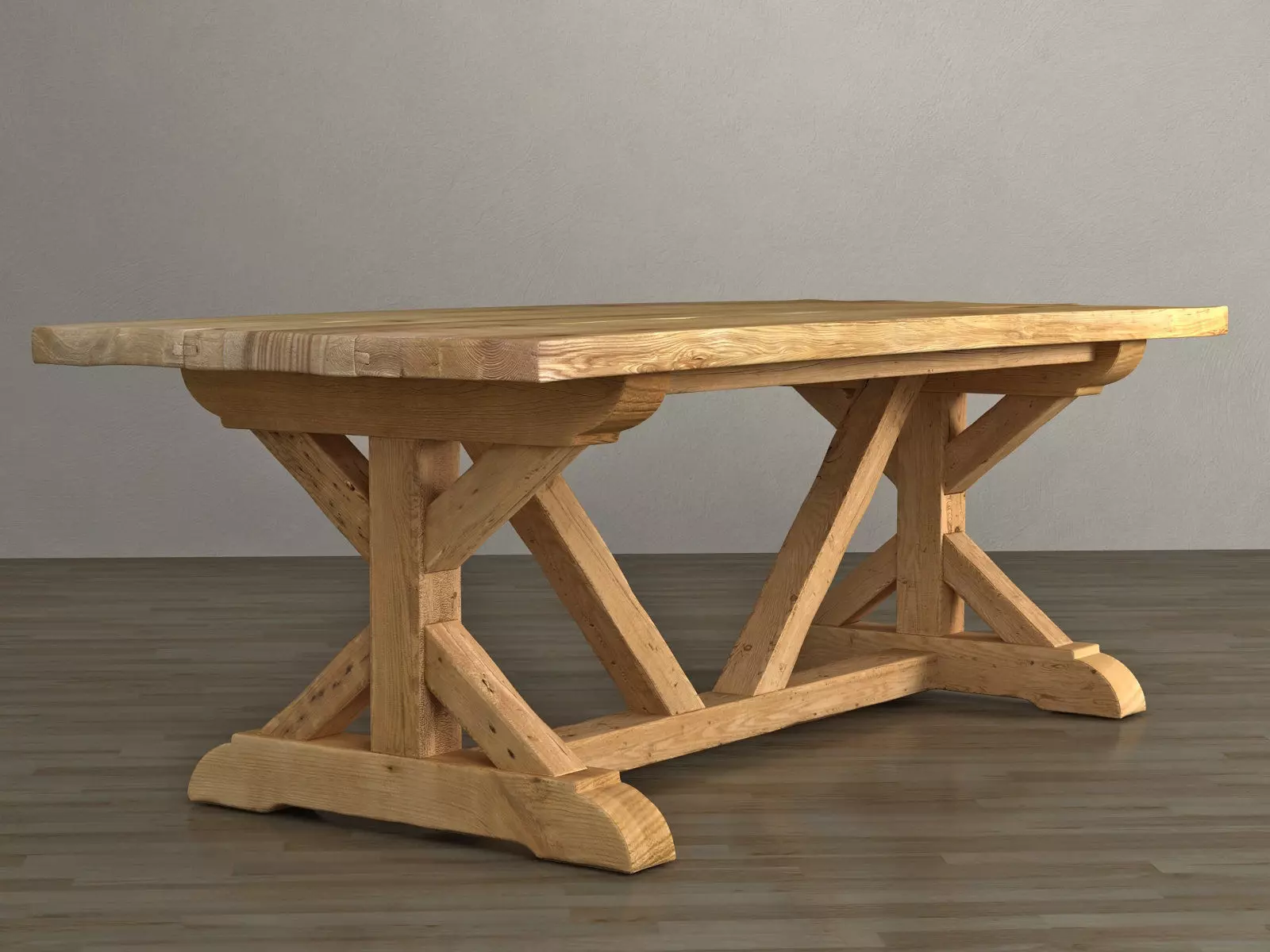 Salvaged Wood and Concrete X-Base 3D model_3