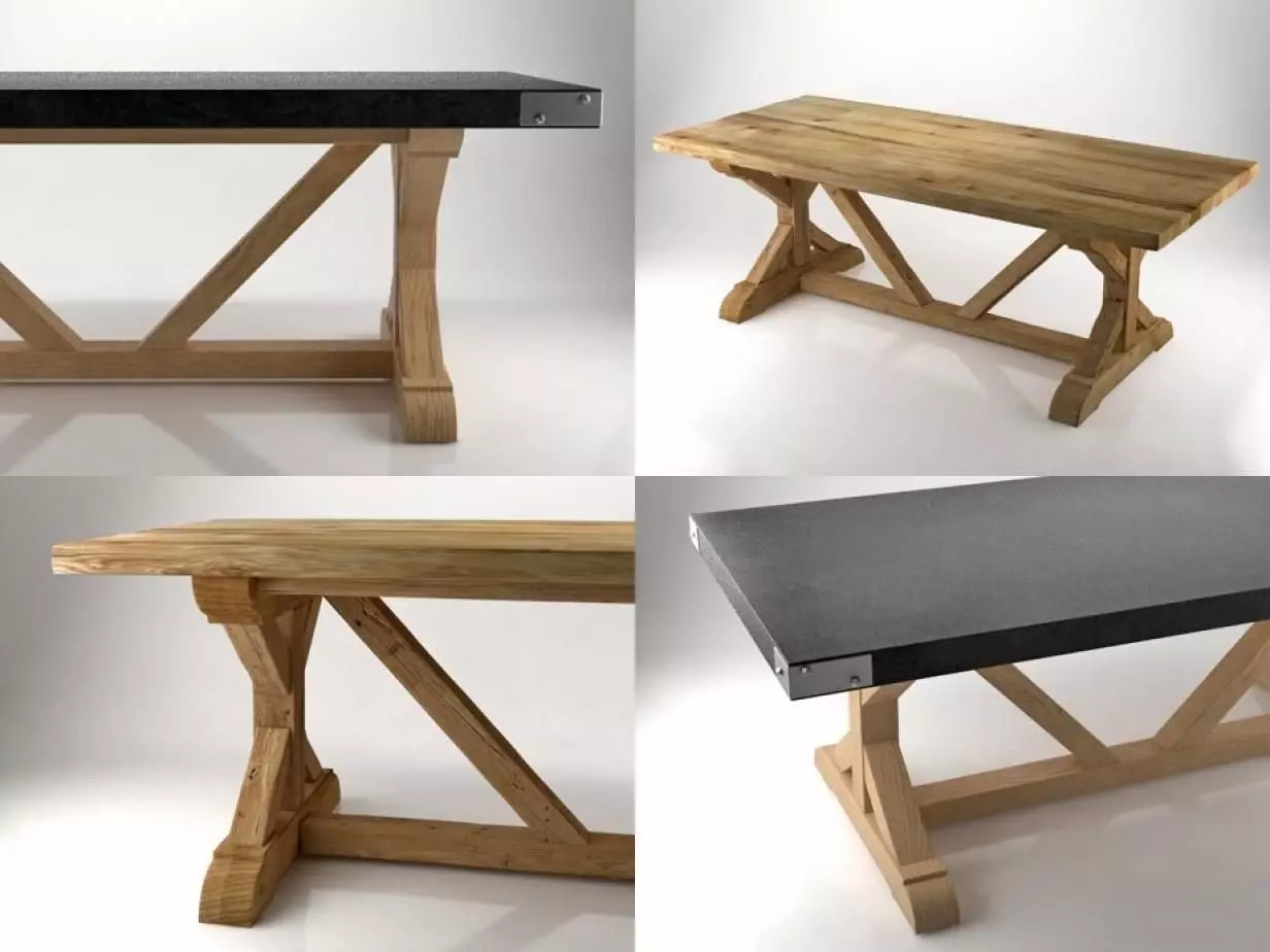 Salvaged Wood and Concrete X-Base 3D model_8