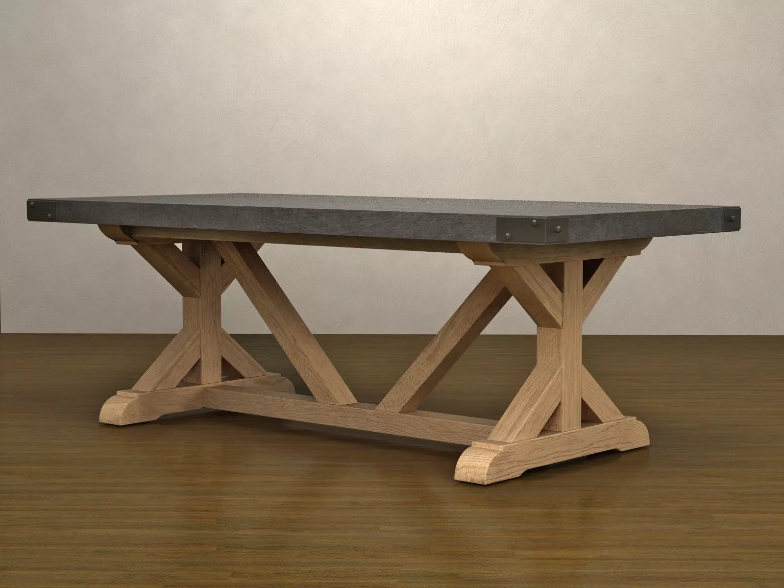 Salvaged Wood and Concrete X-Base 3D model_1