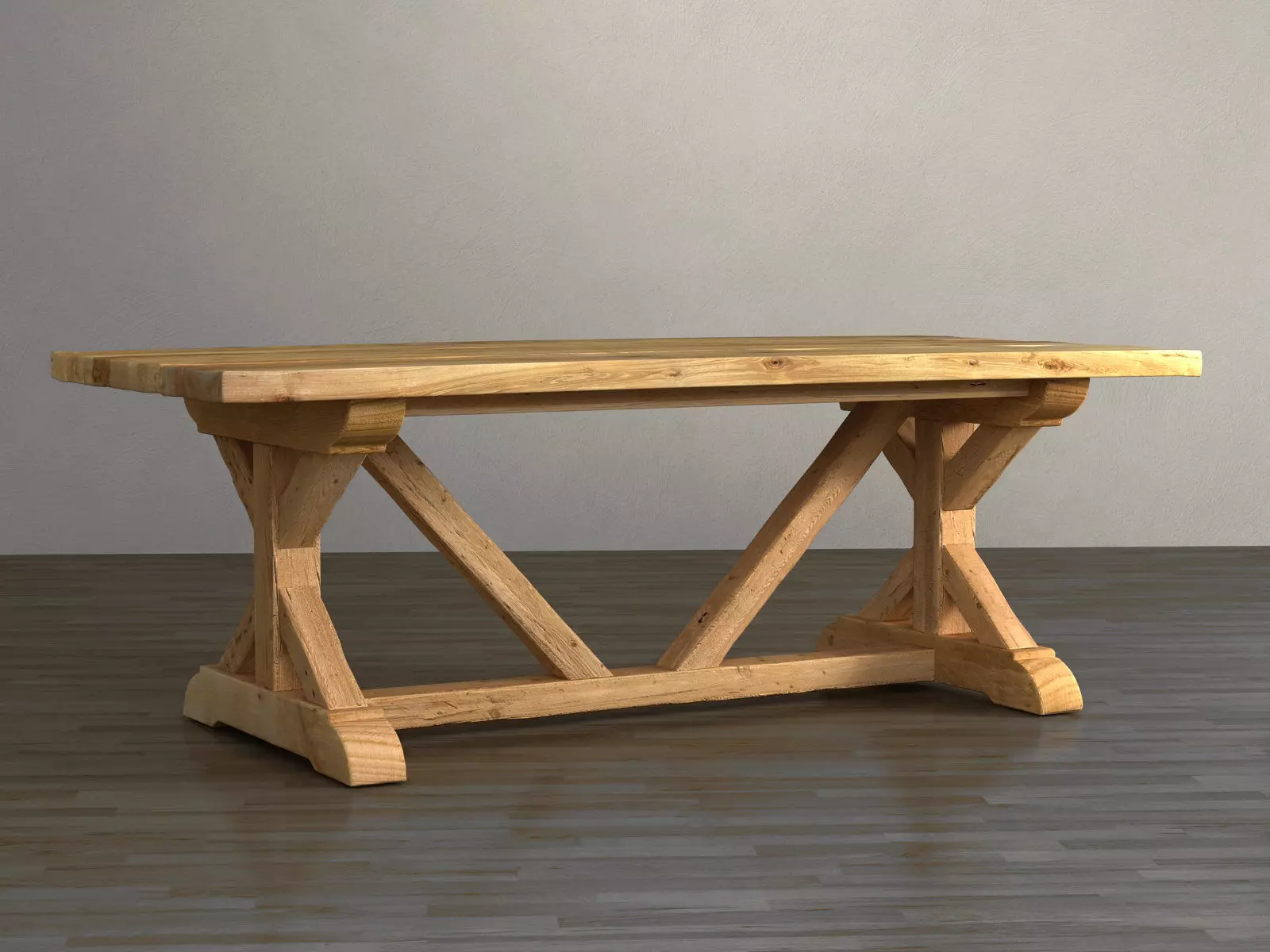 Salvaged Wood and Concrete X-Base 3D model_0