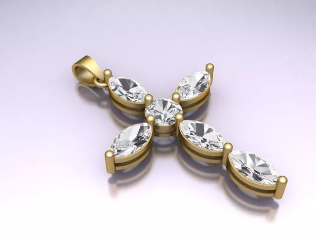 Diamond Cross Pendant 3D Model 3D print model