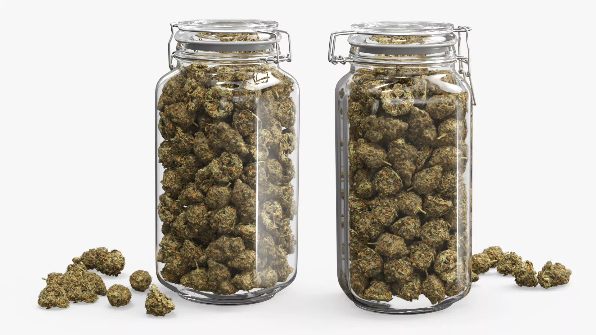 Glass Storage Jar with Cannabis Buds Fur 3D model