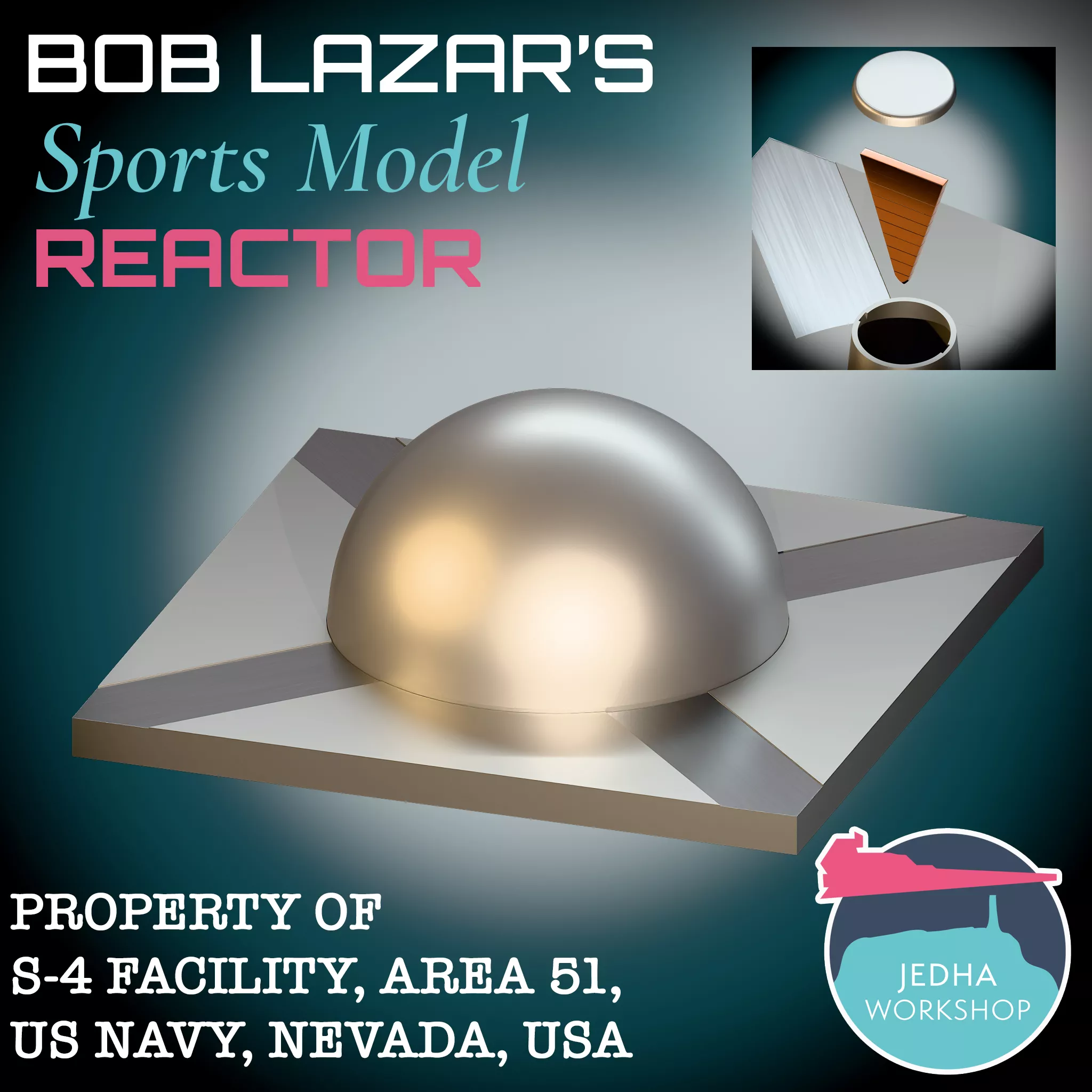 Bob Lazar Sports Model Reactor 3D Print Files Area 51 Nevada 3D print model