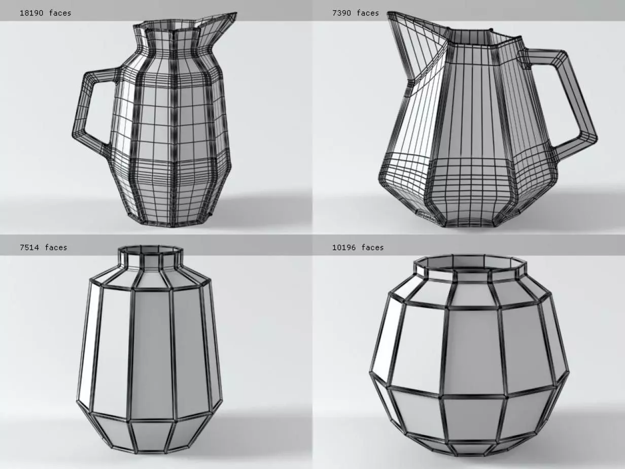 Ceramics stainless steel vases and bowls 3D model_7