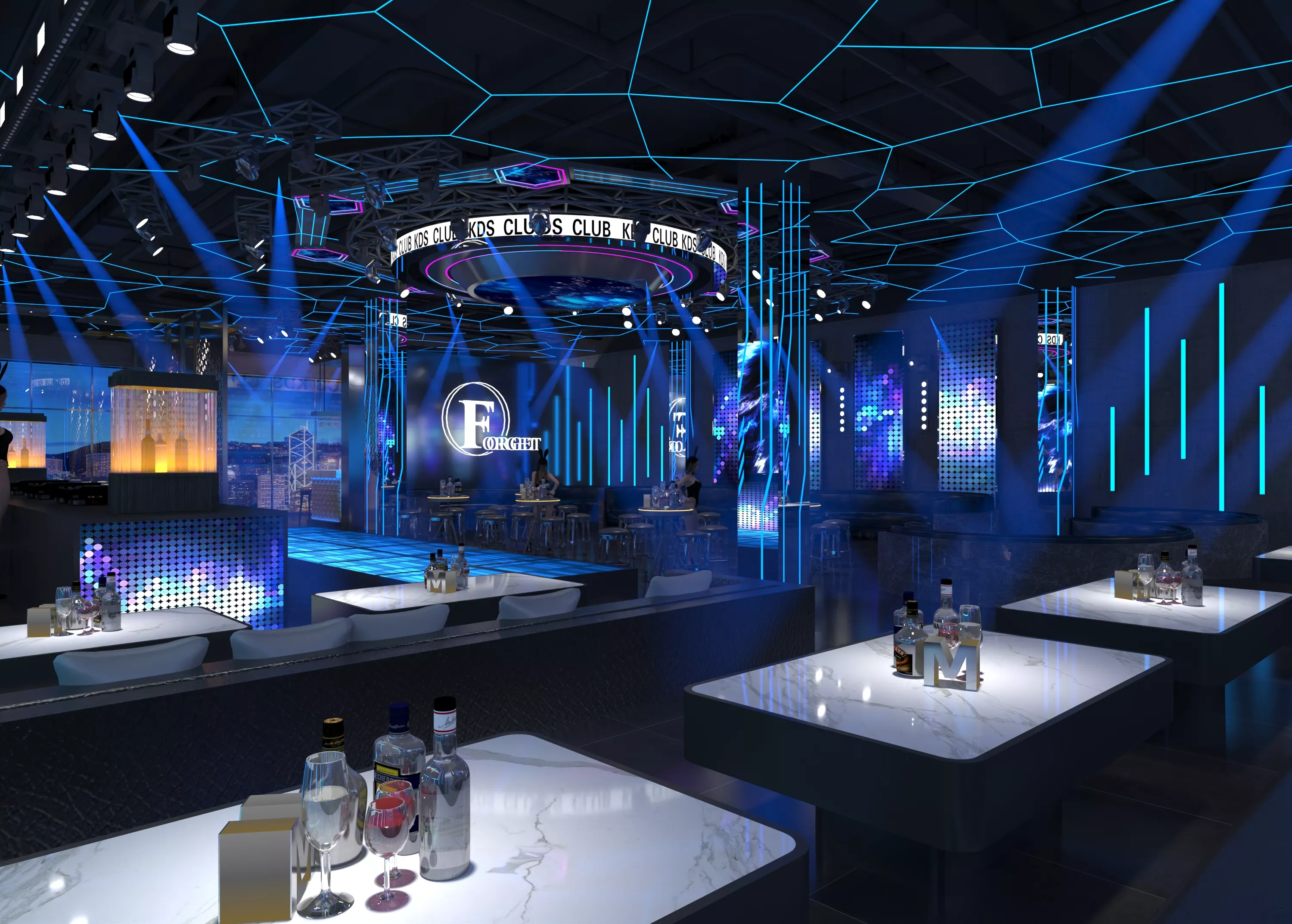 Industrial style bar-dance floor 134 3D model