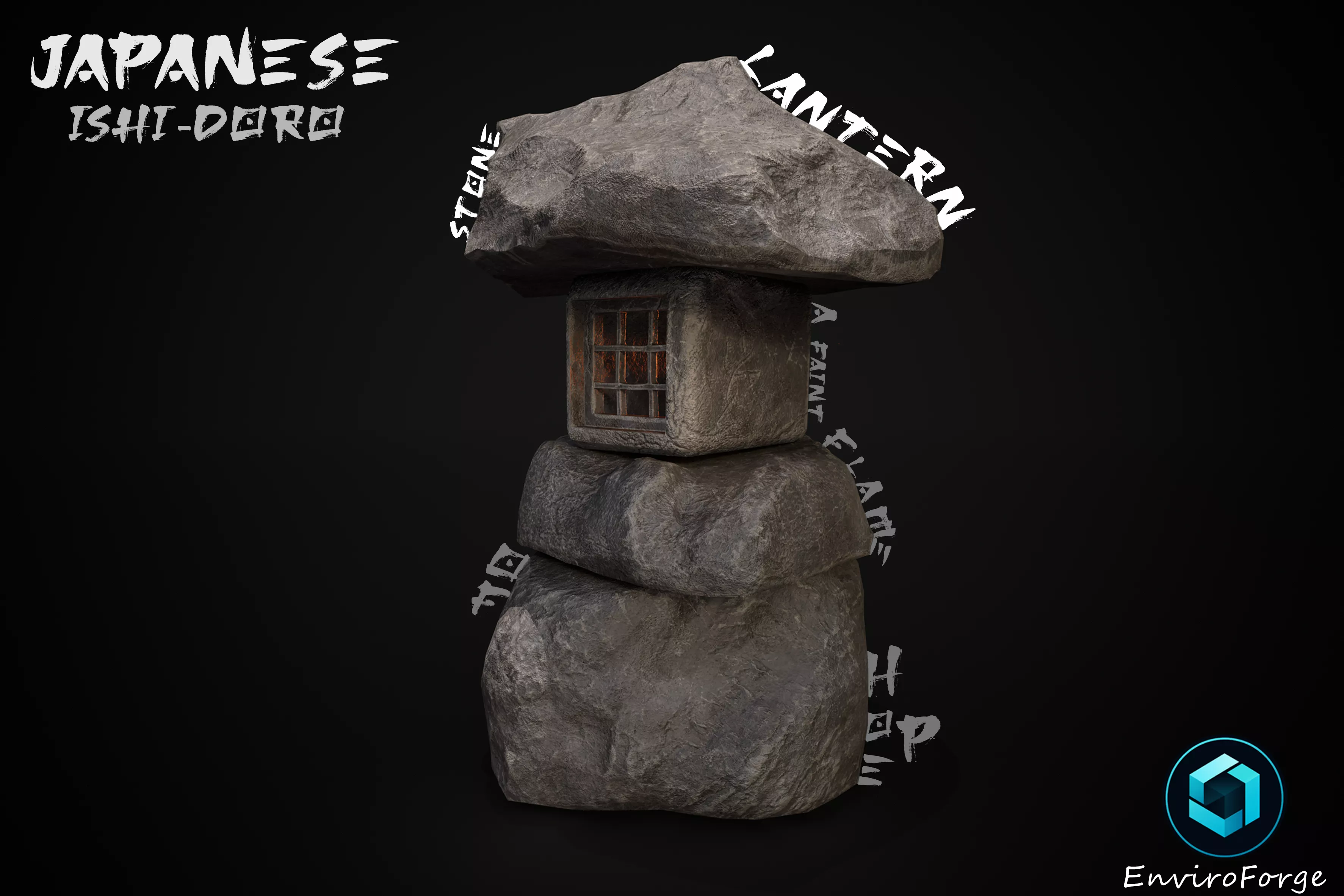 Ishi-Doro Japanese Traditional Stone Lantern Game Ready Asset Low-poly 3D model