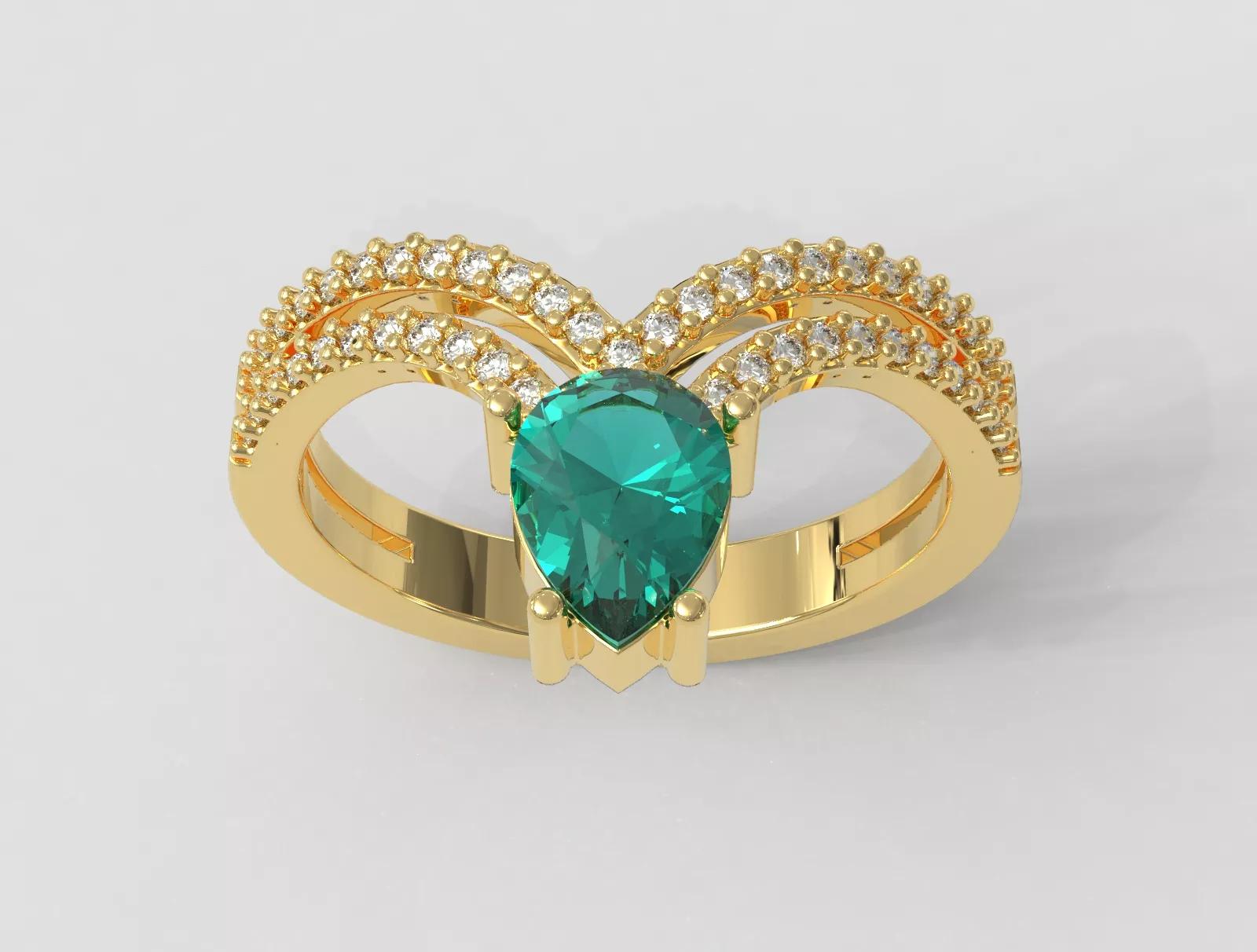 Pear Gemstone Ring 3D print model