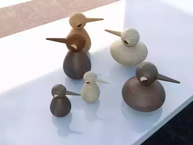 Birds three wooden