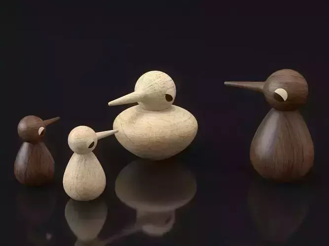 Birds three wooden