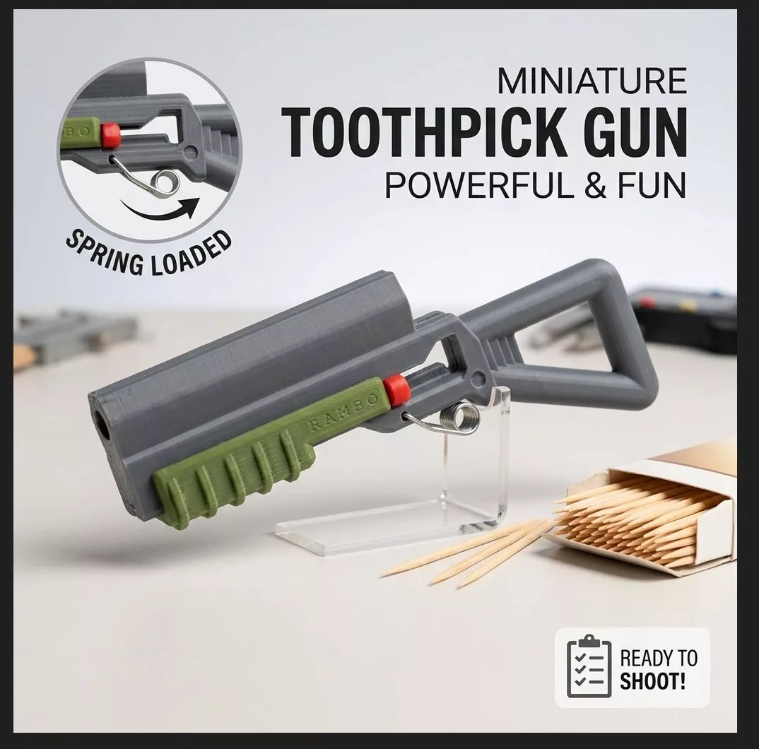 Toothpick Pump Action Toy Gun 3D print model