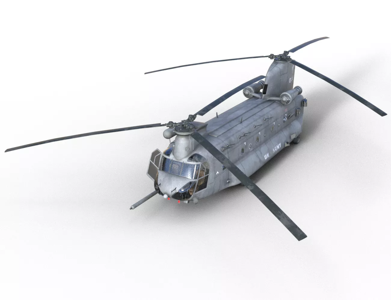 CH-47 Chinook Military Transport Helicopter Rigged PBR Low-poly 3D model