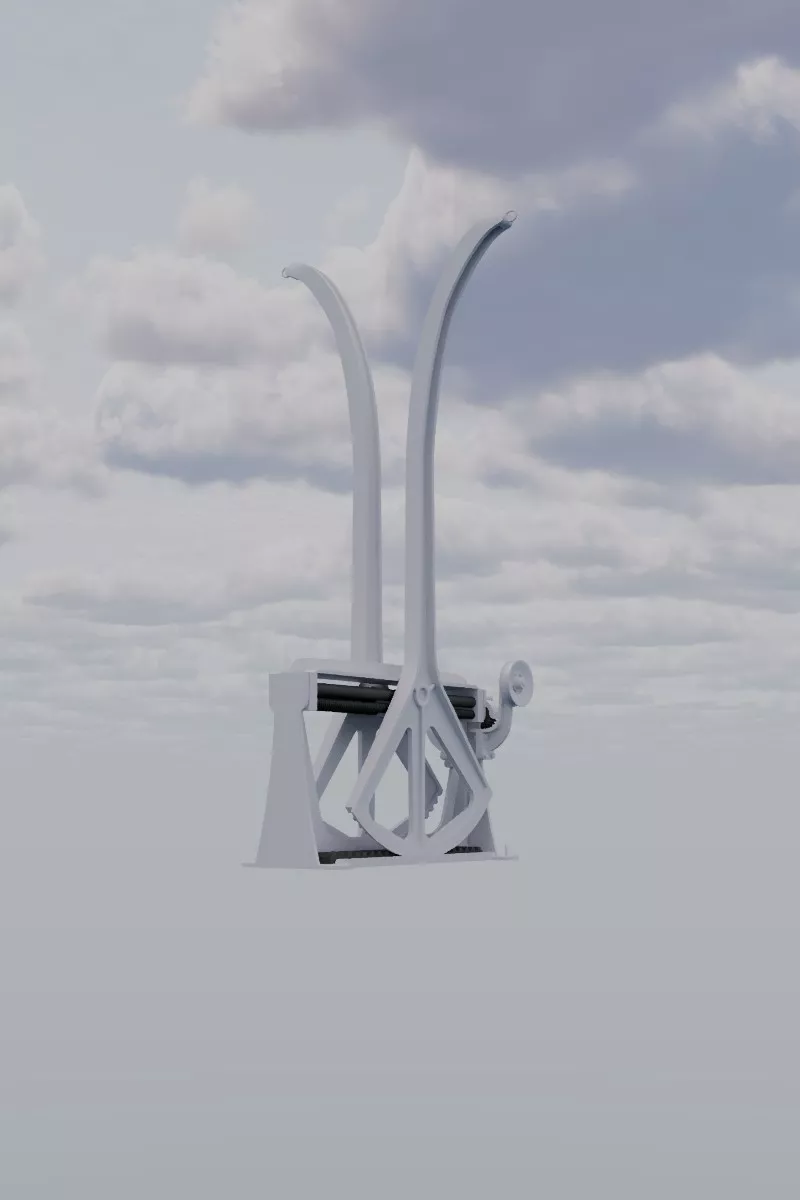 twin frame davit 3D model