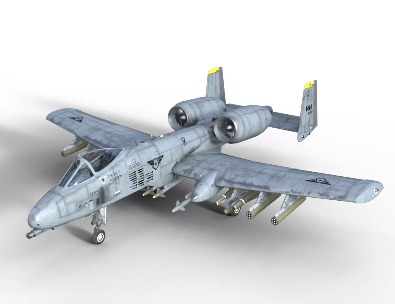 A-10 Thunderbolt II Warthog Rigged Military Aircraft 3D Model Low-poly 3D model