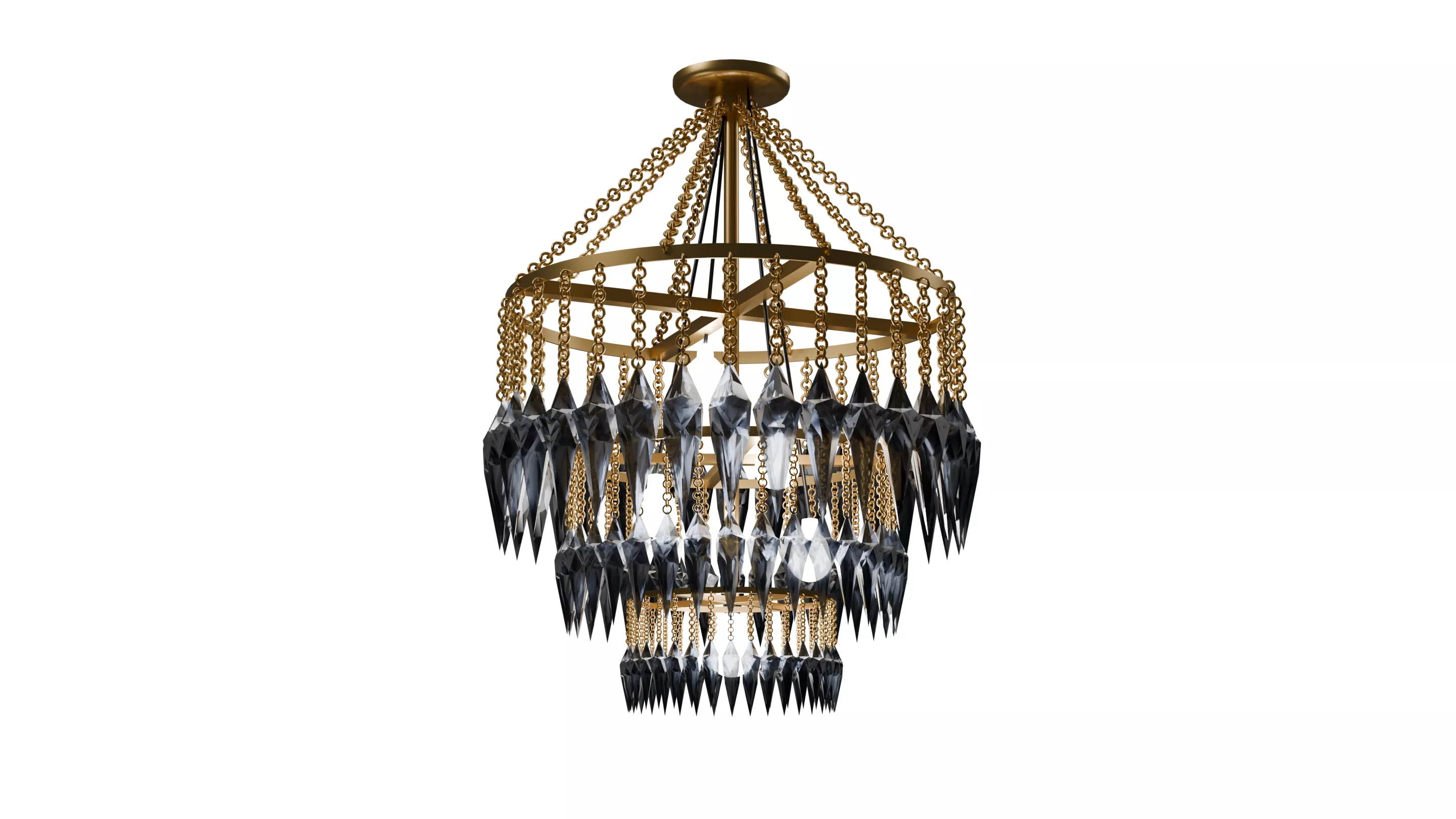 Luxury Gold 3 Tier Crystal Chandelier Free low-poly 3D model