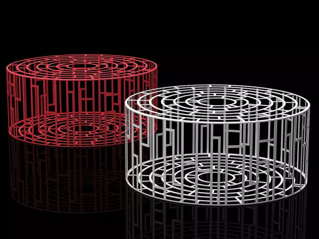 Kub three colorful metal stools 3D model_7
