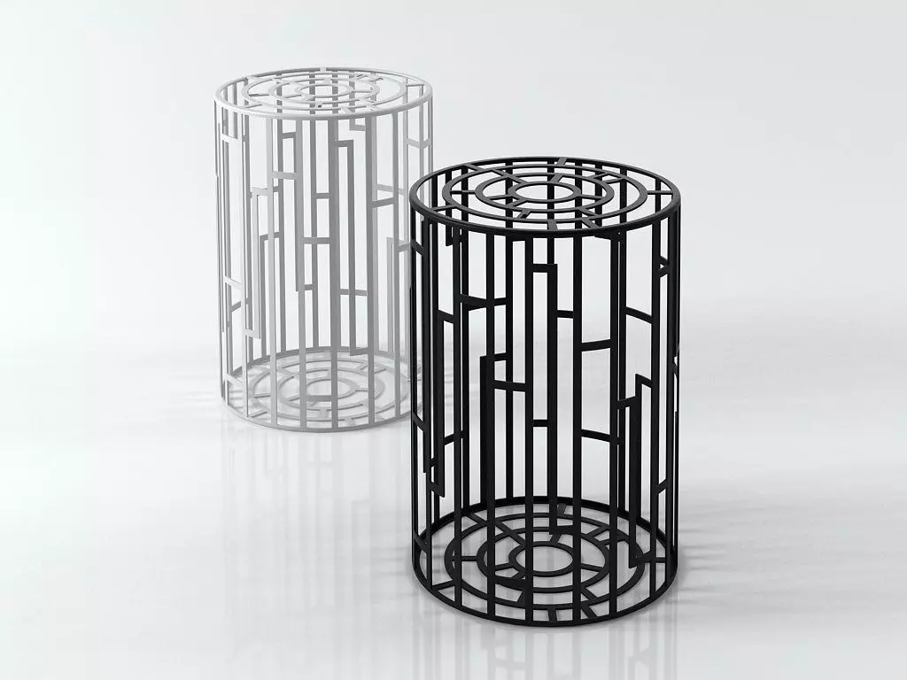 Kub three colorful metal stools 3D model_4