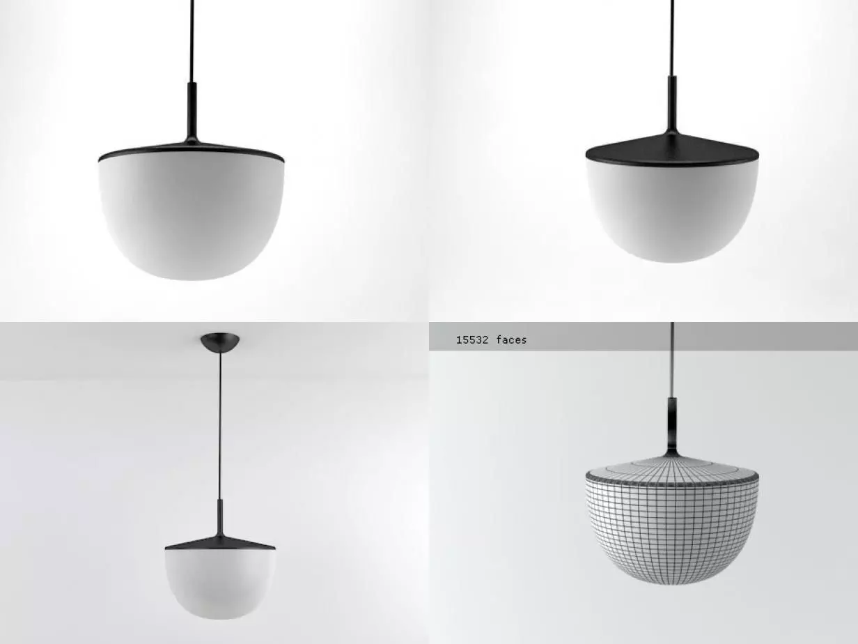 Cheshire four pendant lights 3D model_1