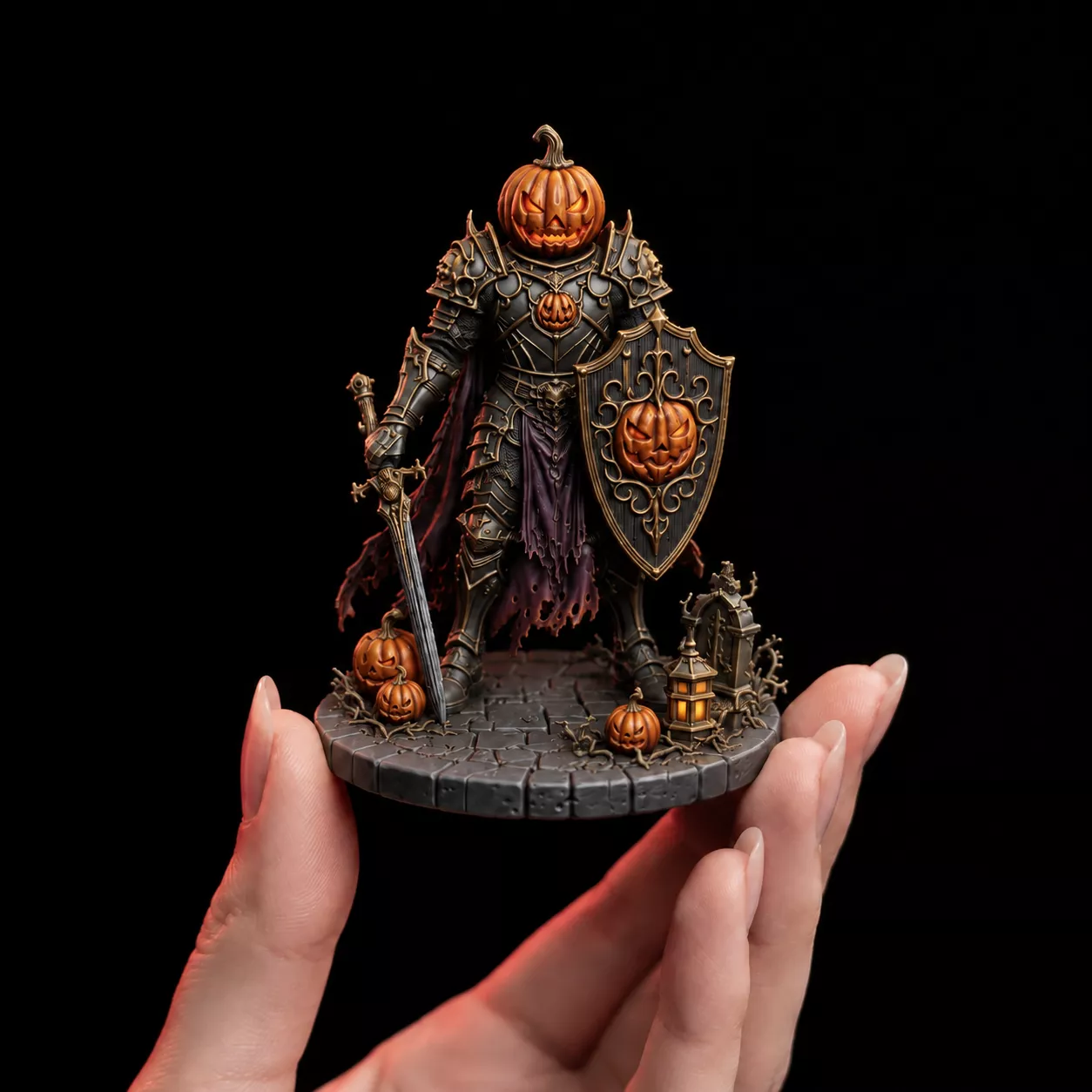 Pumpkin Knight Warrior Halloween Paladin Spooky Diorama Scalable 3D print model