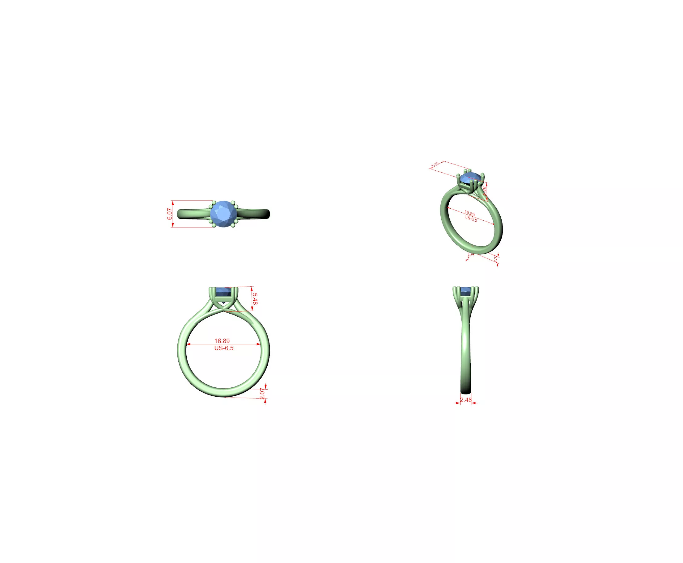 Buy Diamond Ring CAD Design STL 3DM Gold Ring Band R1537 3D print model