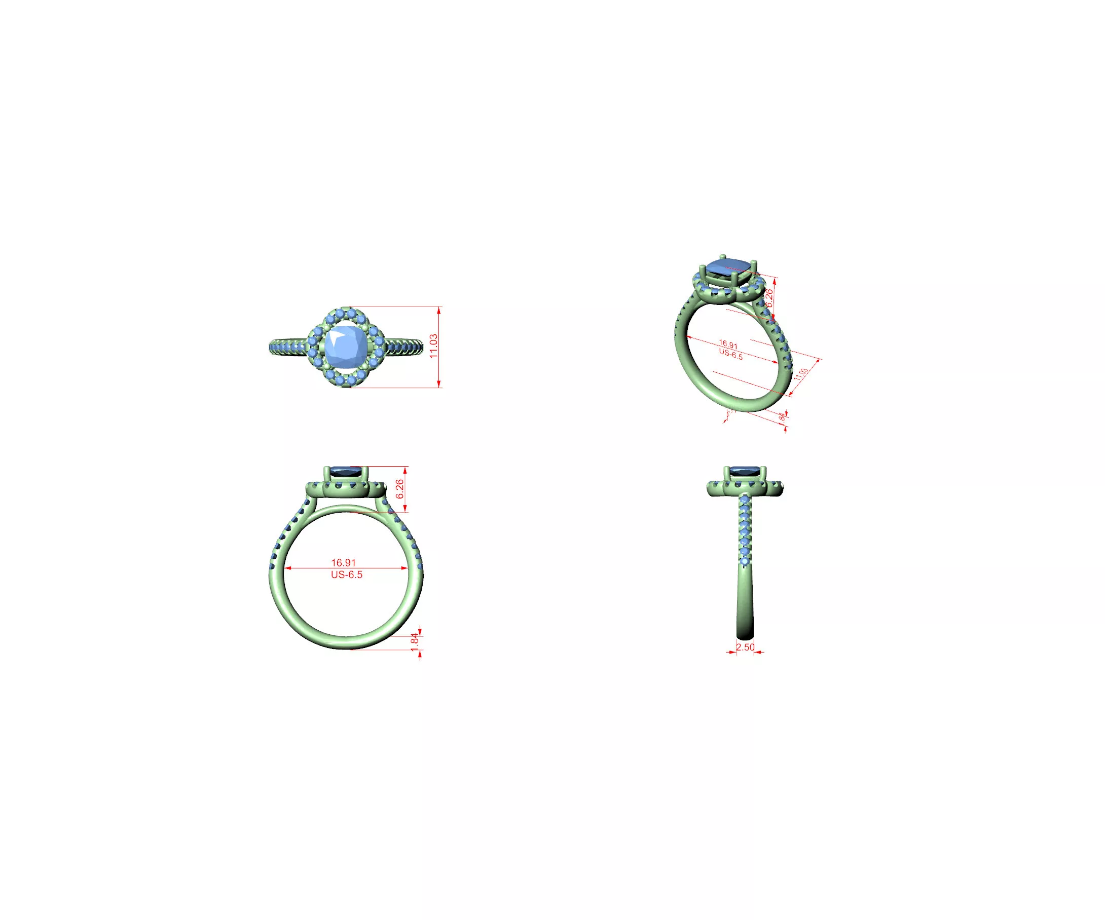 Buy Diamond Ring CAD Design STL 3DM Gold Ring Band R1475 3D print model
