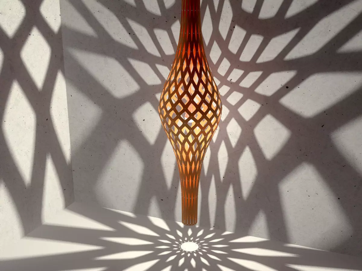 Nikau wooden lamp with design 3D model_1